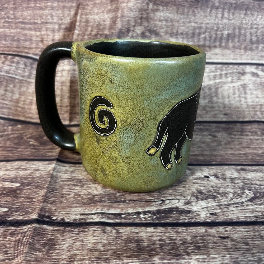Mara Stoneware Handmade Coffee Mug Pueblo Buffalo Made in Mexico 16oz